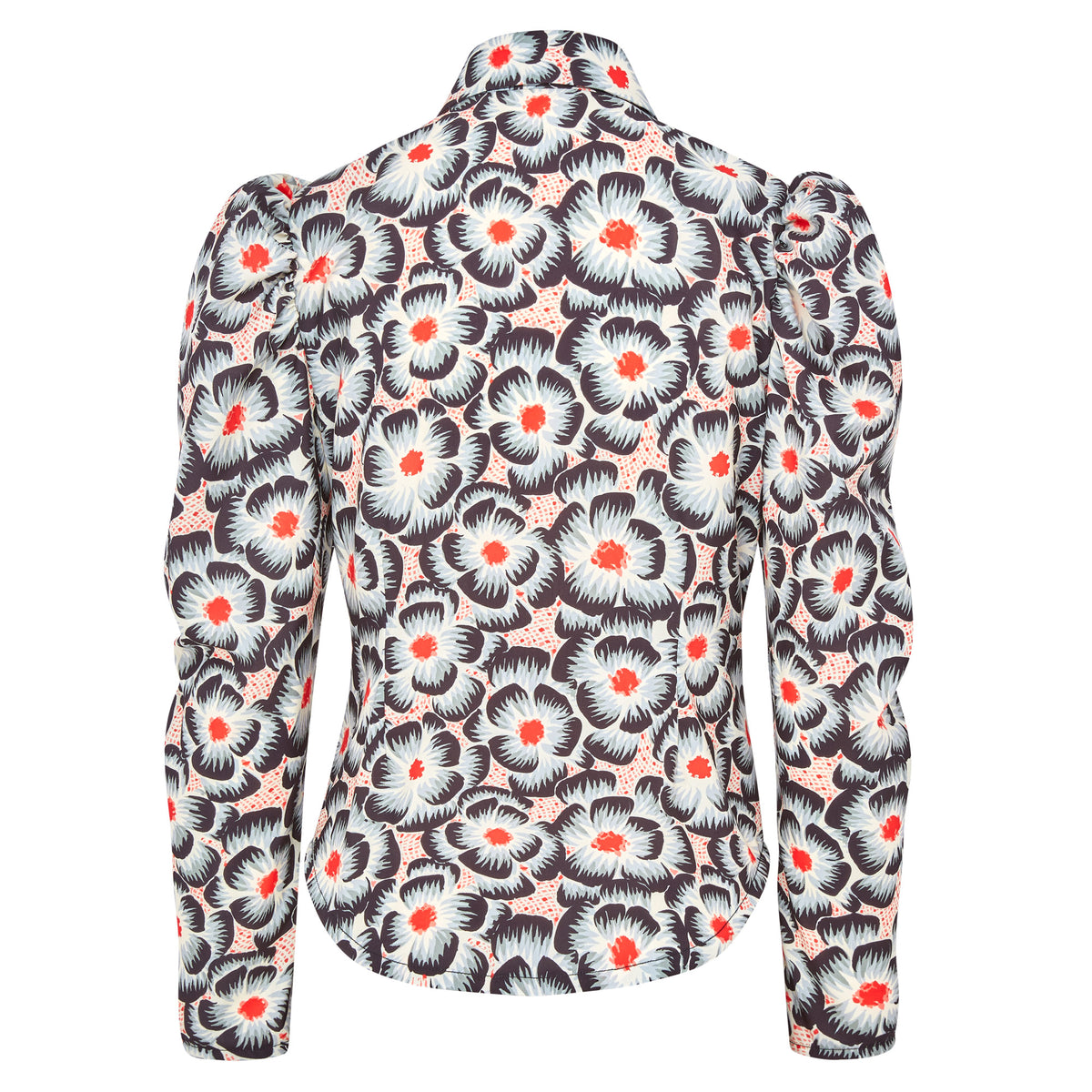 Clara Pleat Shoulder Shirt - Red Black Print