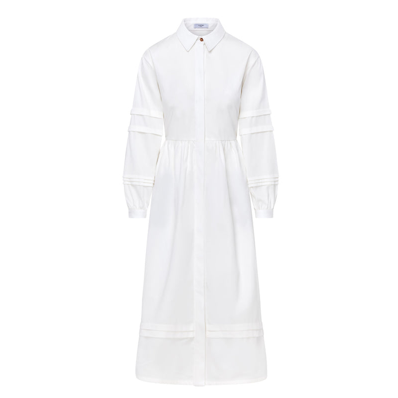 Isla Pleat Detail White Shirt Dress