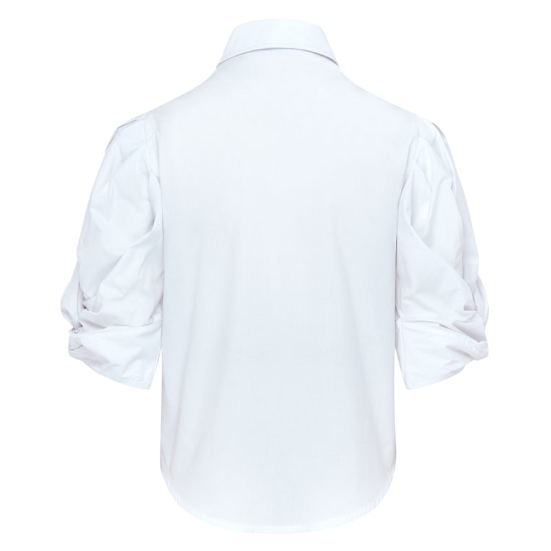 Ellery Knot Sleeve Tie Front Shirt White